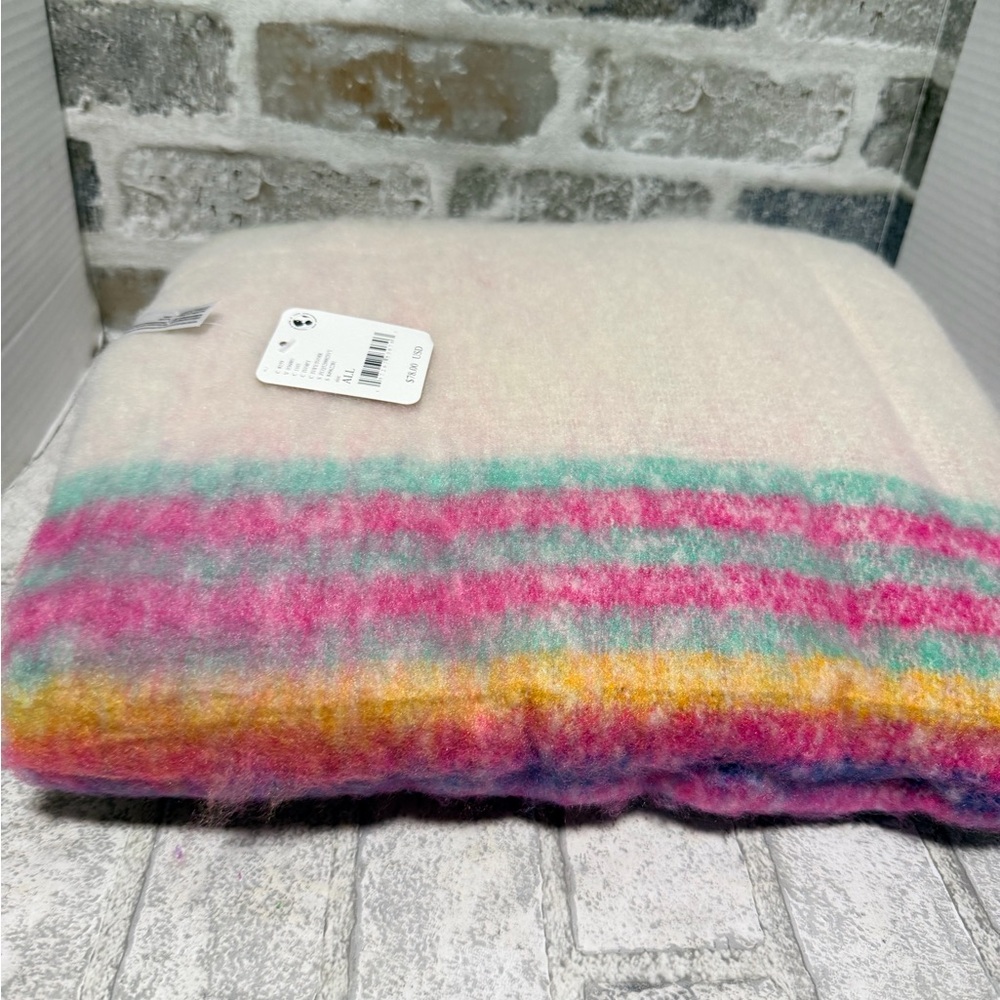 Free People Skye Stripe Blanket Fringe Throw Soft 60"×51" new